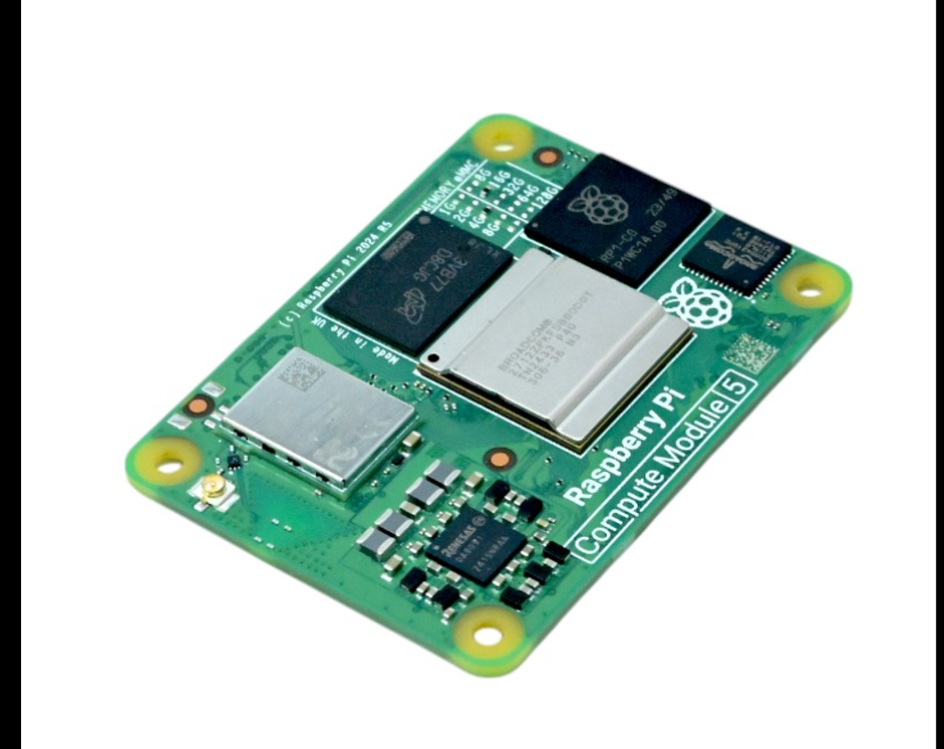 Raspberry Pi Compute Module 5- 4GB RAM, 16GB eMMC, 2.4/5.0GHz Wi-Fi & Bluetooth 5.0 (CM5104016)